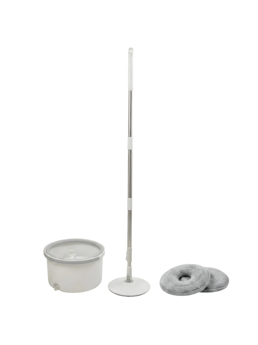 Набор для уборки швабра/ведро с центрифугой и системой отжима с 2 насадками Белый (2678886062)