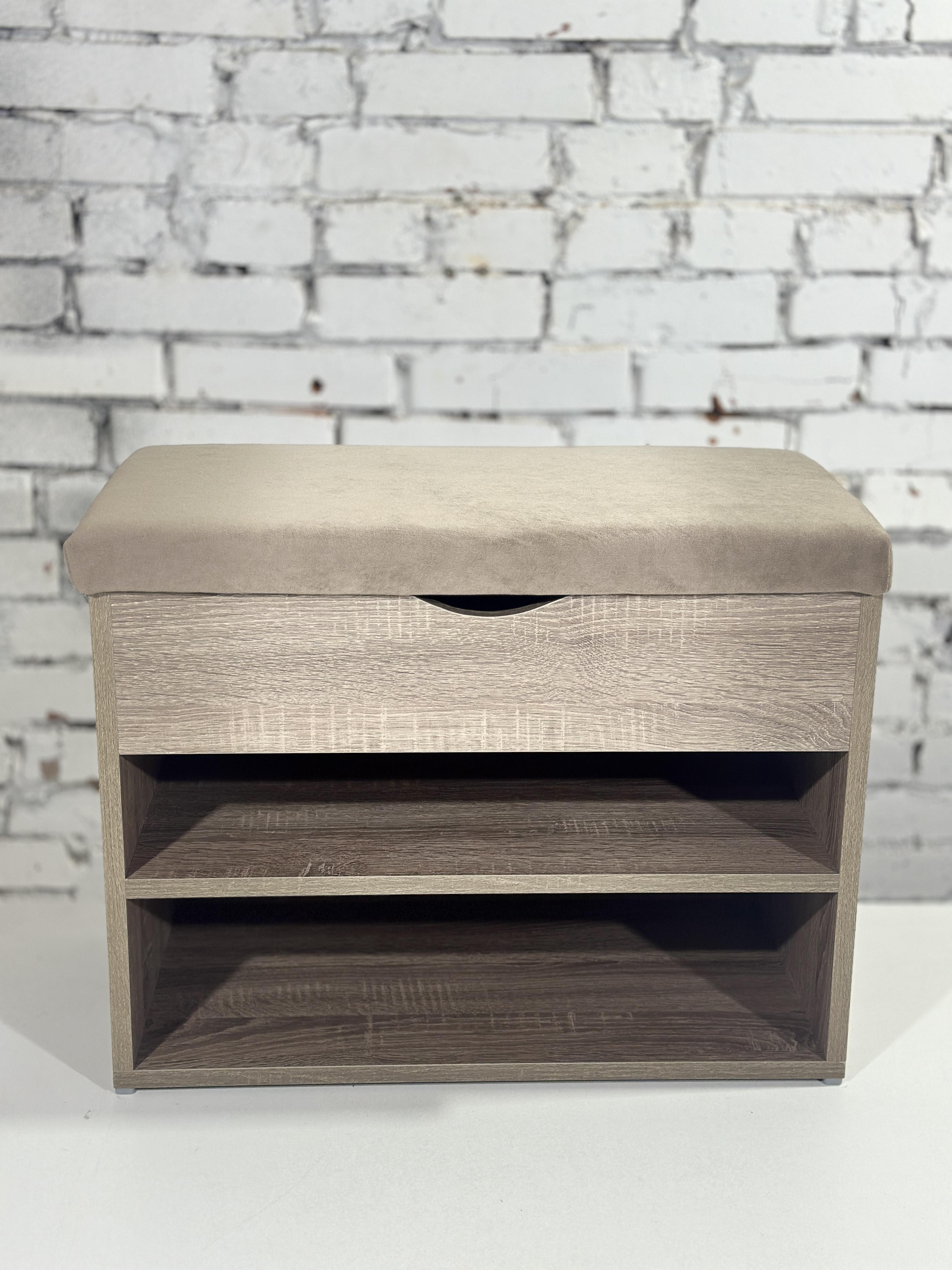 Тумба для взуття ДСП/тканина 30х60х45 см Сонома трюфель/Какао - фото 2 Тумба для взуття ДСП/тканина 30х60х45 см Сонома трюфель/Какао - фото 2