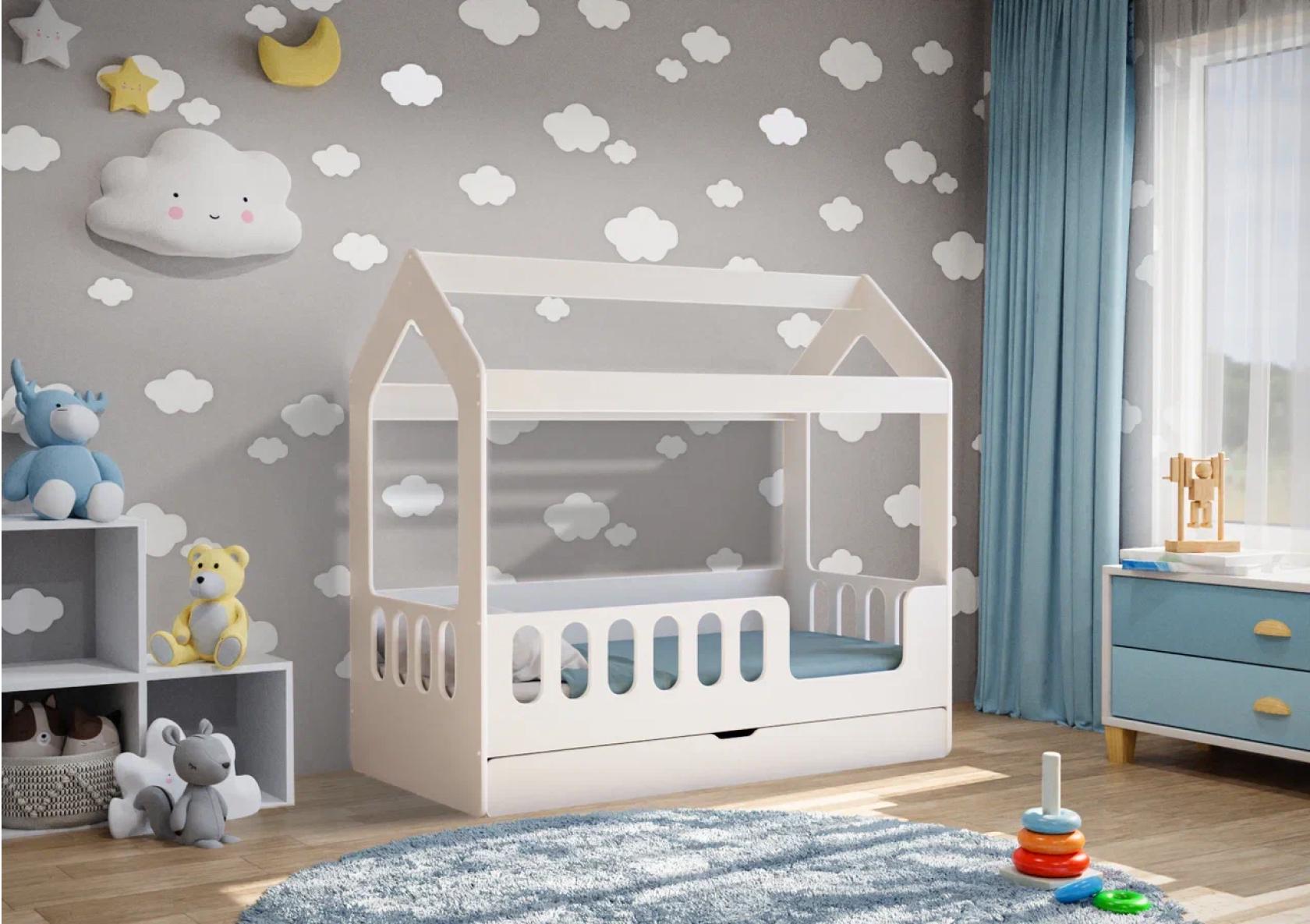 Детская кроватка одноярусная Домик-1 Белый