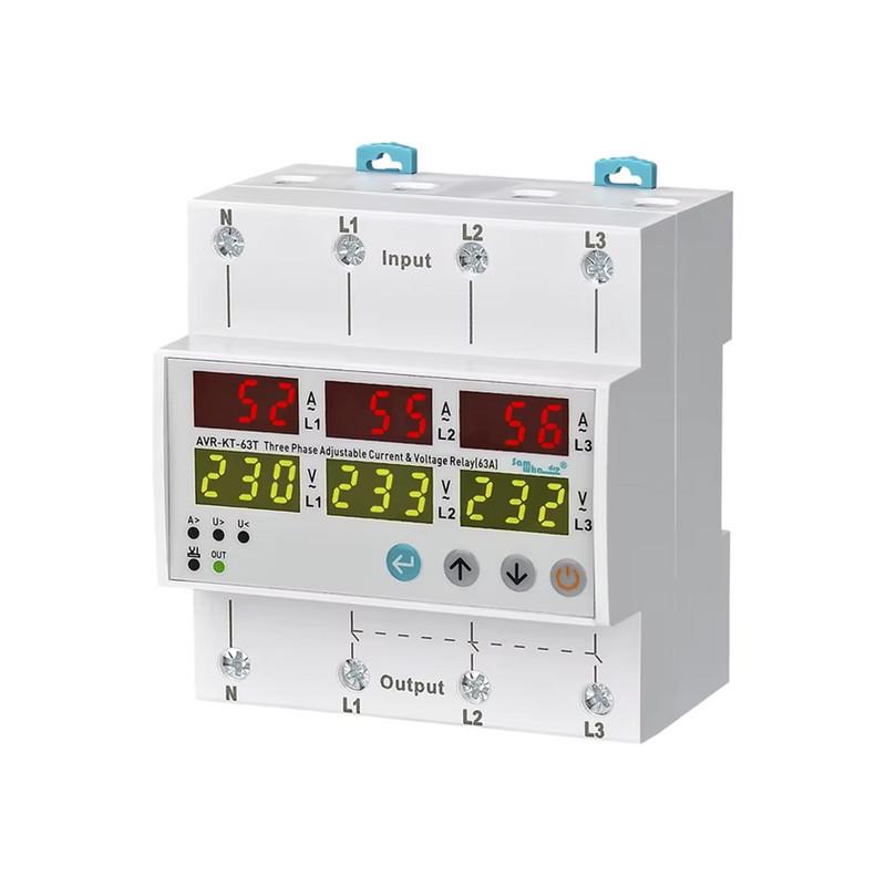 Трехфазное реле защиты Samwha 63А от перегрузки по току и напряжению 380 В (AVR-KT-63A) Трехфазное реле защиты Samwha 63А от перегрузки по току и напряжению 380 В (AVR-KT-63A)