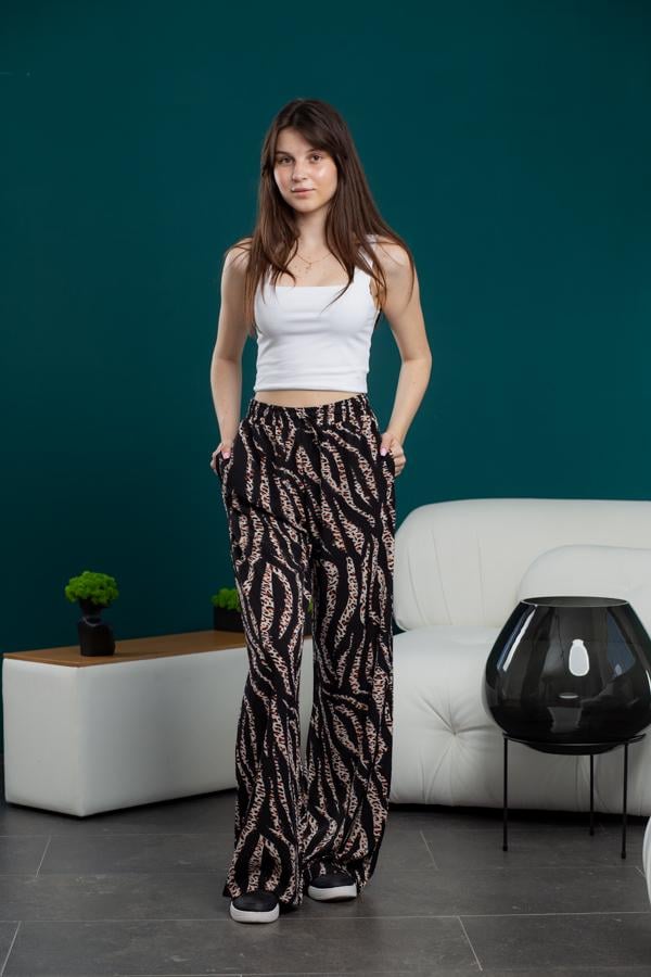 Штаны женские AKSAN S Кемл/Черный (24.2353_black+camel_42(S)) - фото 4 Штаны женские AKSAN S Кемл/Черный (24.2353_black+camel_42(S)) - фото 4