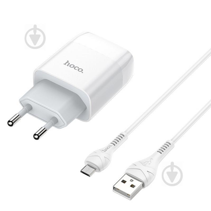 СЗУ HOCO C73A (2USB/2.4A) + microUSB (Белый) 900361 - фото 2