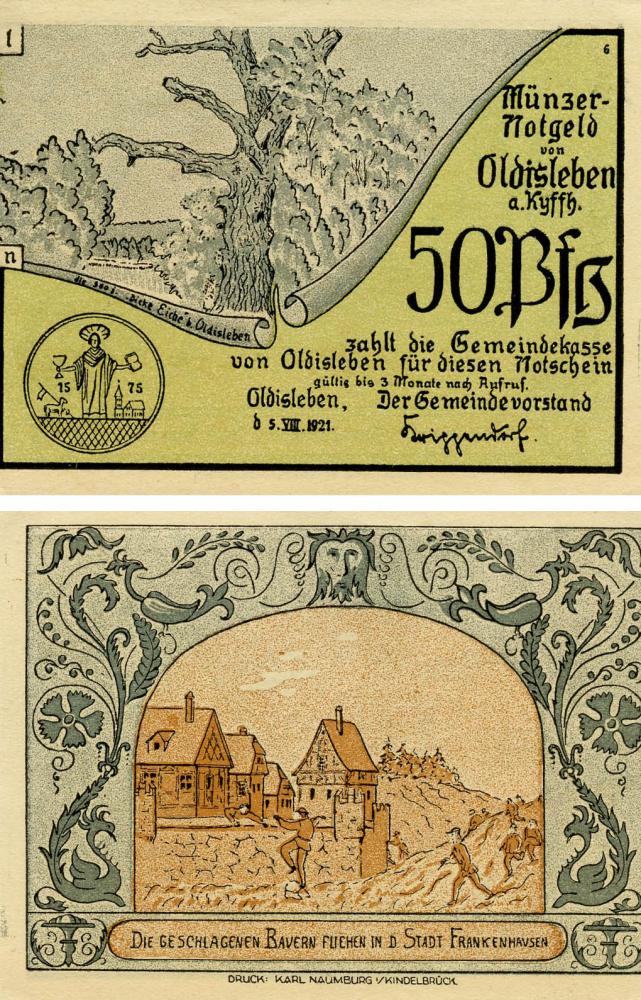 Коллекционная банкнота Германия Нотгельд 50 пфеннигов 1921 F-VF Ольдислебен Разновидность 4 (Б18873) Коллекционная банкнота Германия Нотгельд 50 пфеннигов 1921 F-VF Ольдислебен Разновидность 4 (Б18873)