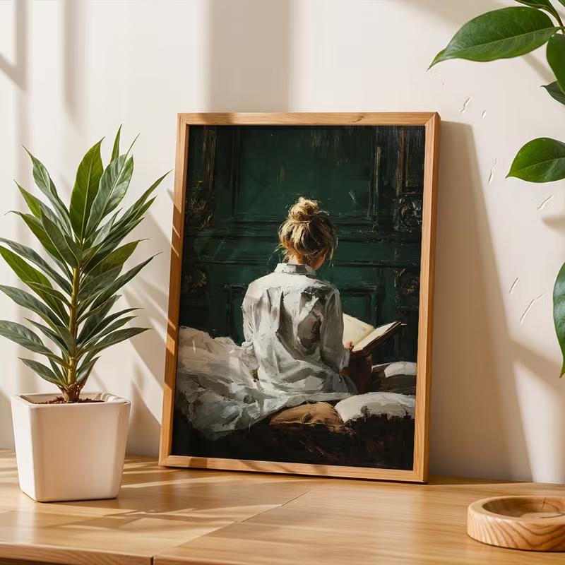 Постер Дівчина з книгою на полотні 30×40 см (PT-GR-001071)