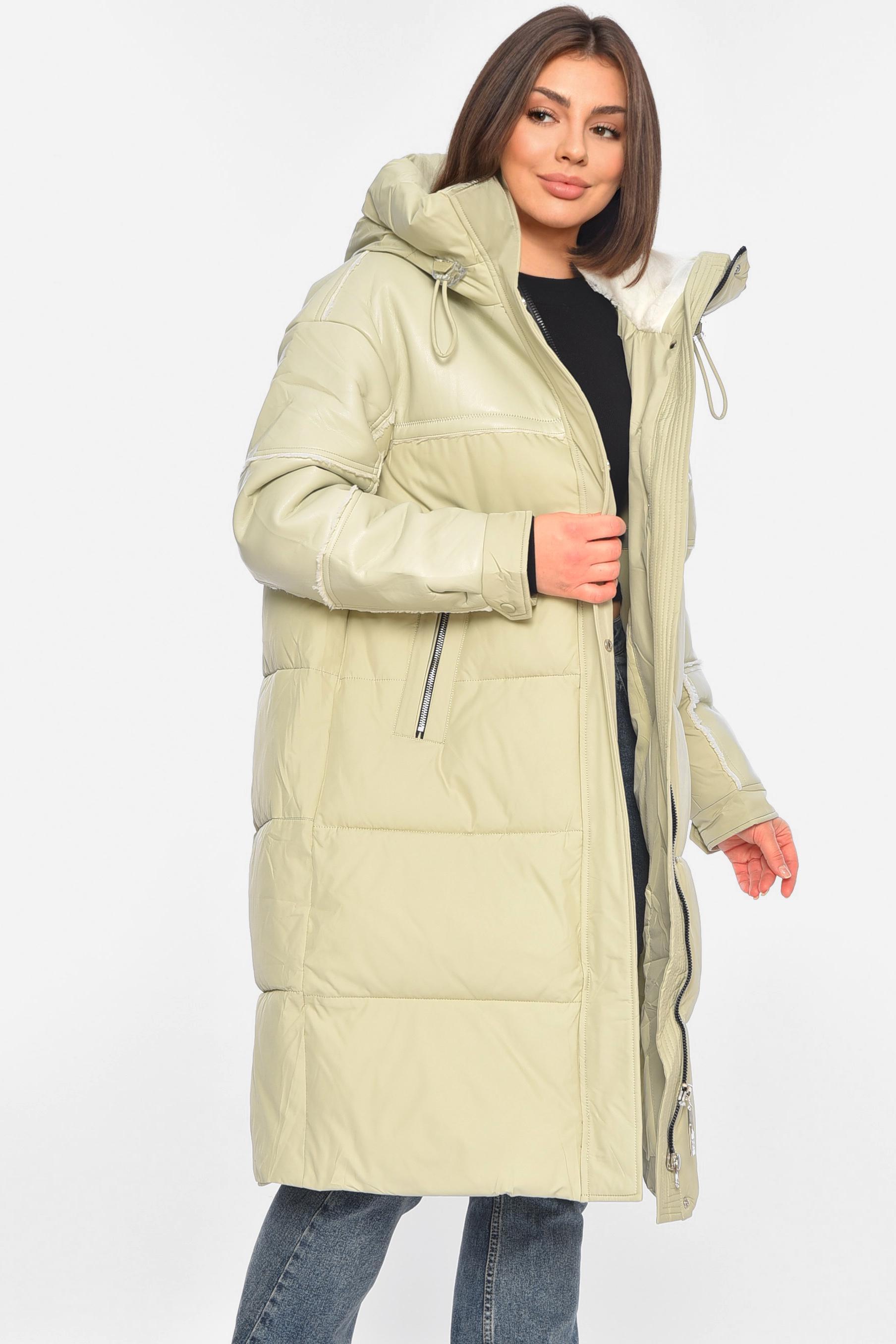 Куртка-дубленка женская удлиненная еврозима S Мятный (195799) - фото 2 Куртка-дубленка женская удлиненная еврозима S Мятный (195799) - фото 2