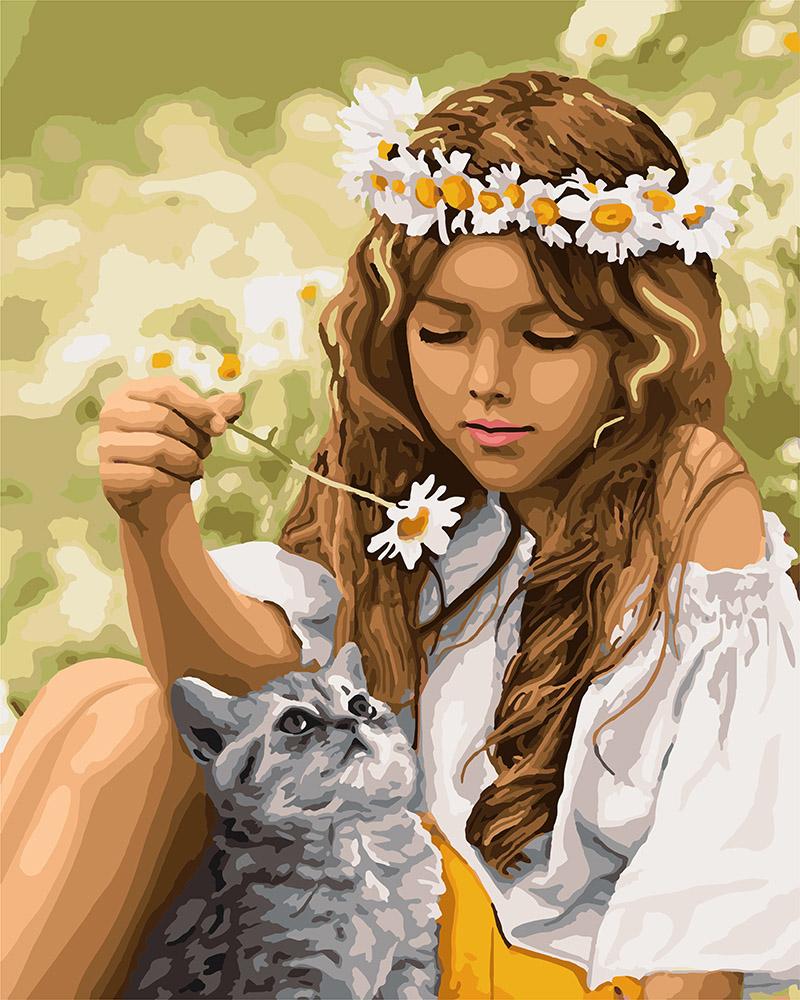 Картина по номерам Идейка "Отдых с котенком" 40х50 см (KH4706)