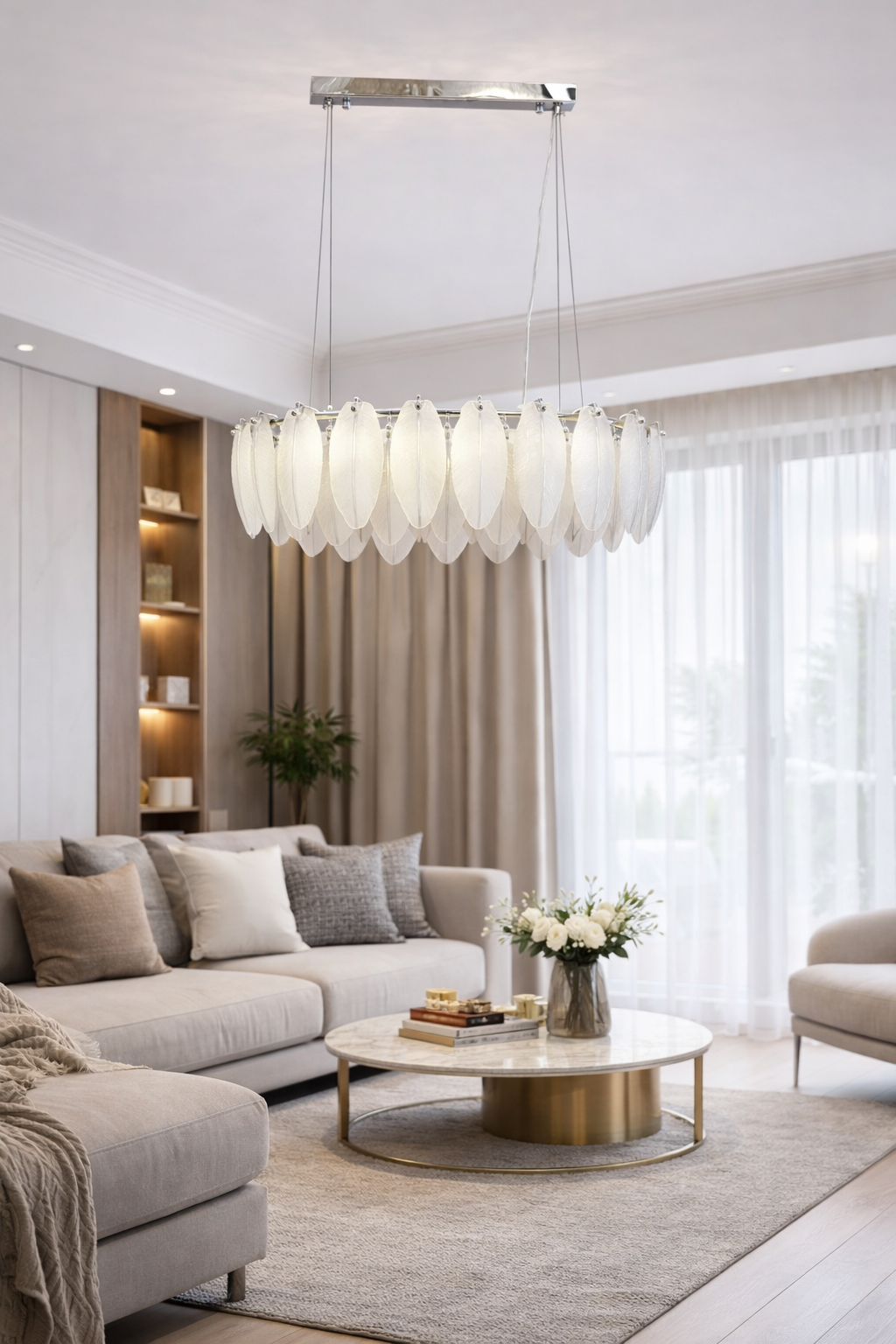 Люстра Bianca Feather на 8 ламп E14 (2074/80/30CH)