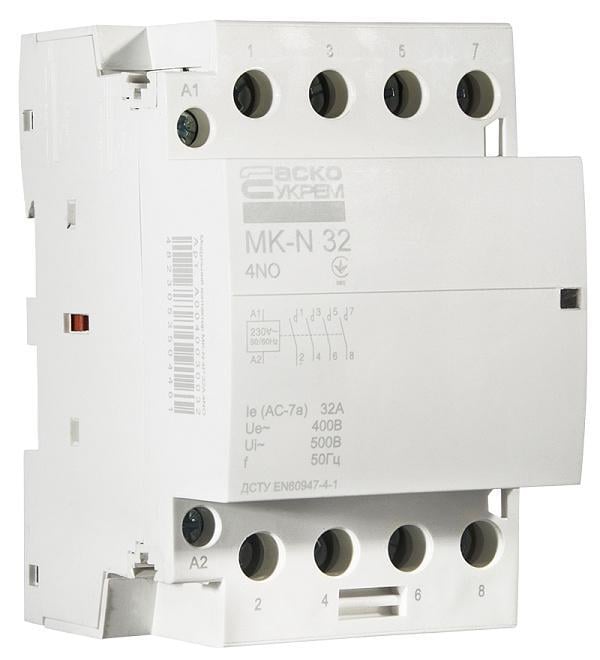 Контактор модульний АСКО MK-N 4P 32A 4NO (A0040030032) - фото 4 Контактор модульний АСКО MK-N 4P 32A 4NO (A0040030032) - фото 4