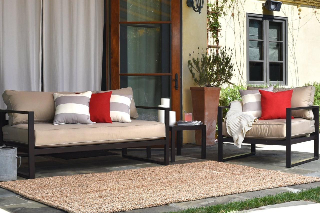 Комплект уличной мягкой мебели в стиле LOFT с металлическим каркасом Бежевый (KS-1212)