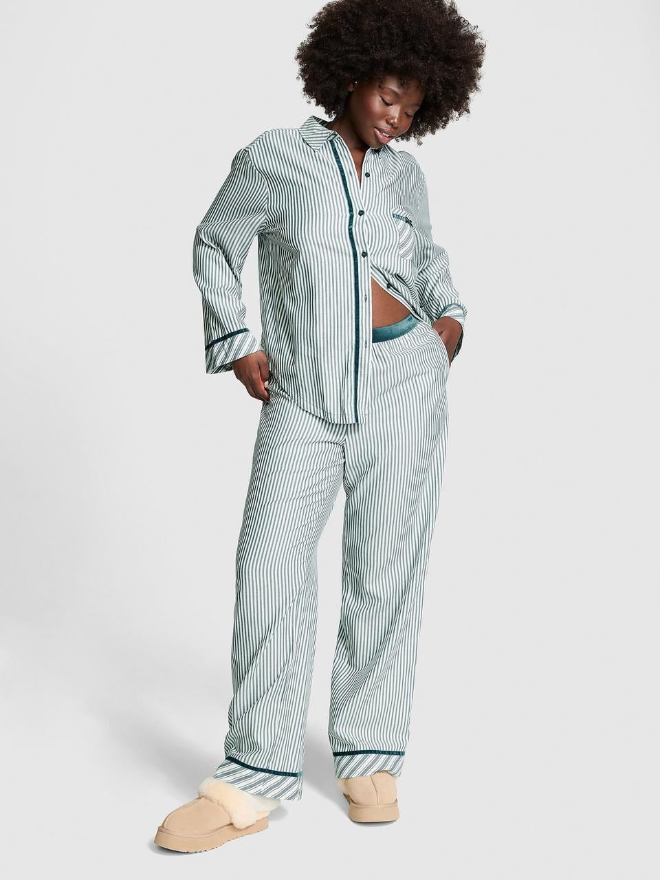 Пижама женская Victoria's Secret Flannel Pajama XS Зеленый (2664338513790)