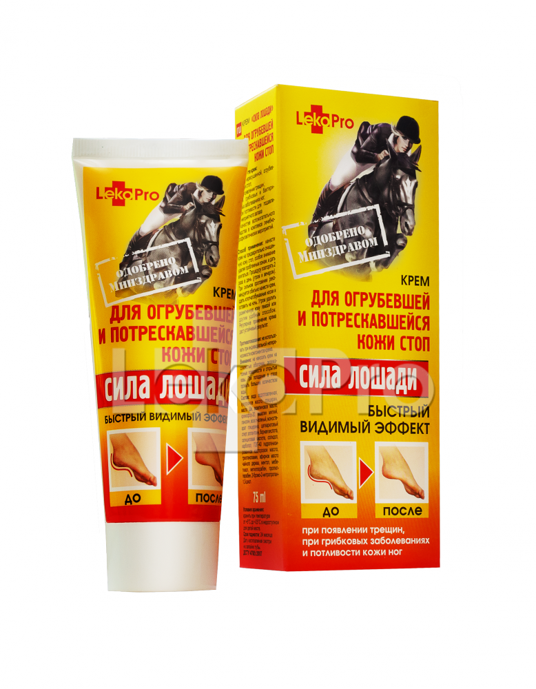 Крем-гель для стоп LekoPro Сила лошади для грубой и с трещинами кожи ног 75 мл (2296434475)