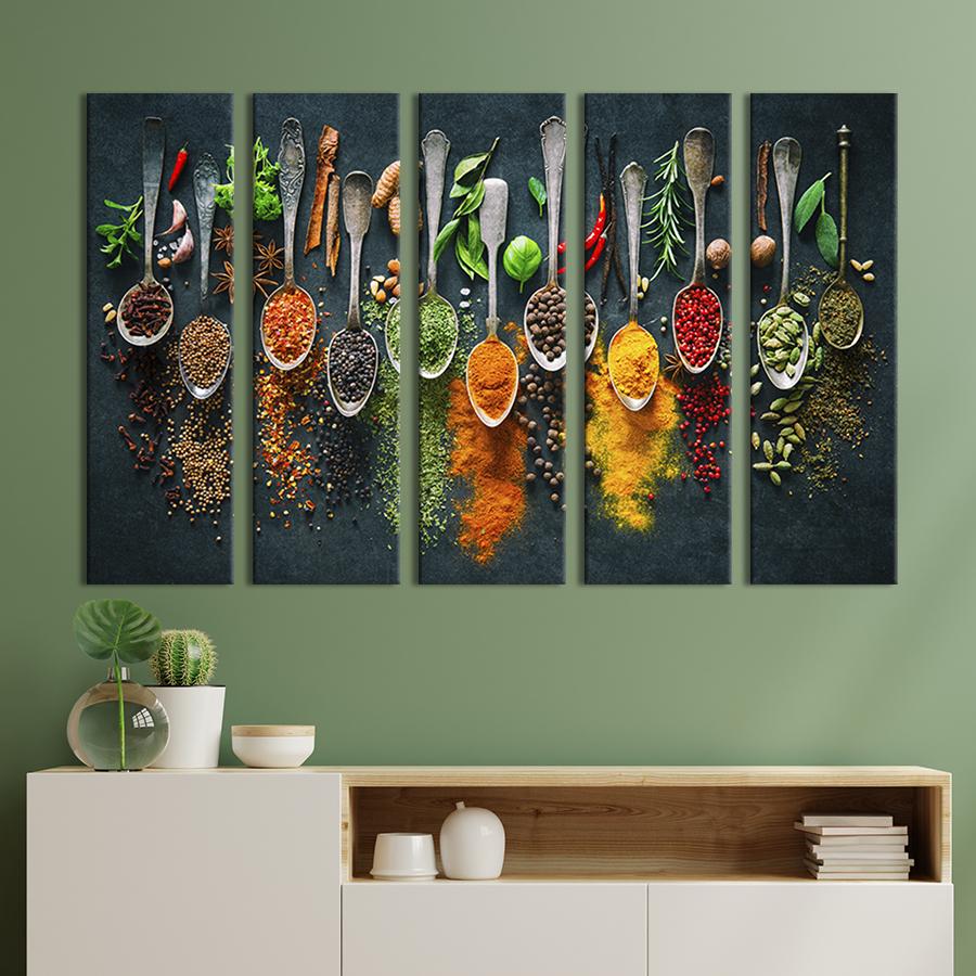 Модульна картина з 5 частин Ароматні індійські спеції 155x95 см (306-51)