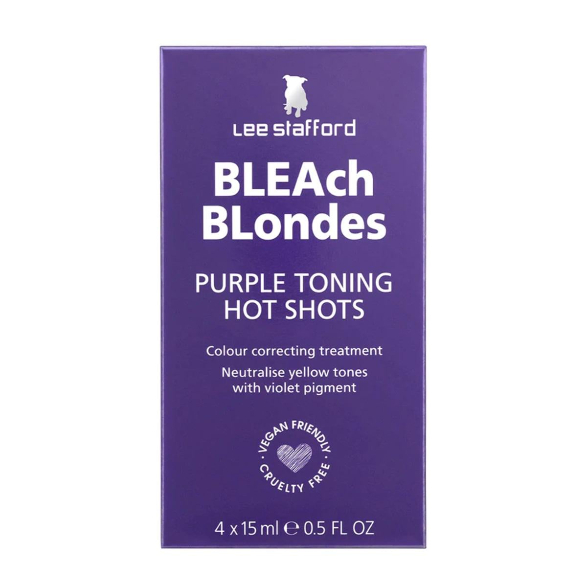 Тонирующие ампулы для осветленных волос Lee Stafford Bleach Blondes Purple Toning Hot Shots 4 шт. 15 мл Фиолетовый (5060282705876)