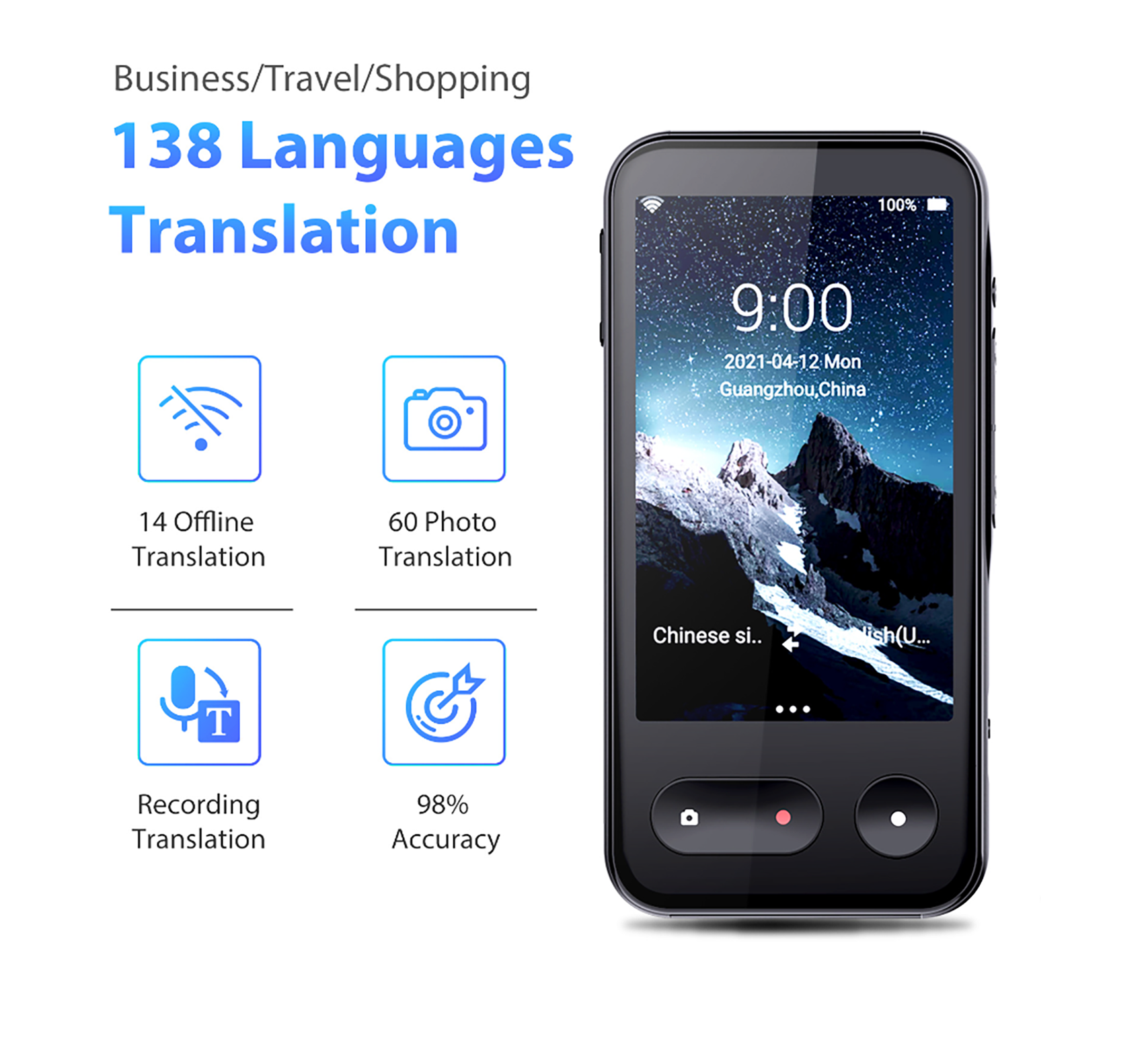 ᐉ Голосовой переводчик SUNROZ RX-T7 Translator Черный (1748384908) • Купить  в Киеве, Украине • Лучшая цена в Эпицентр