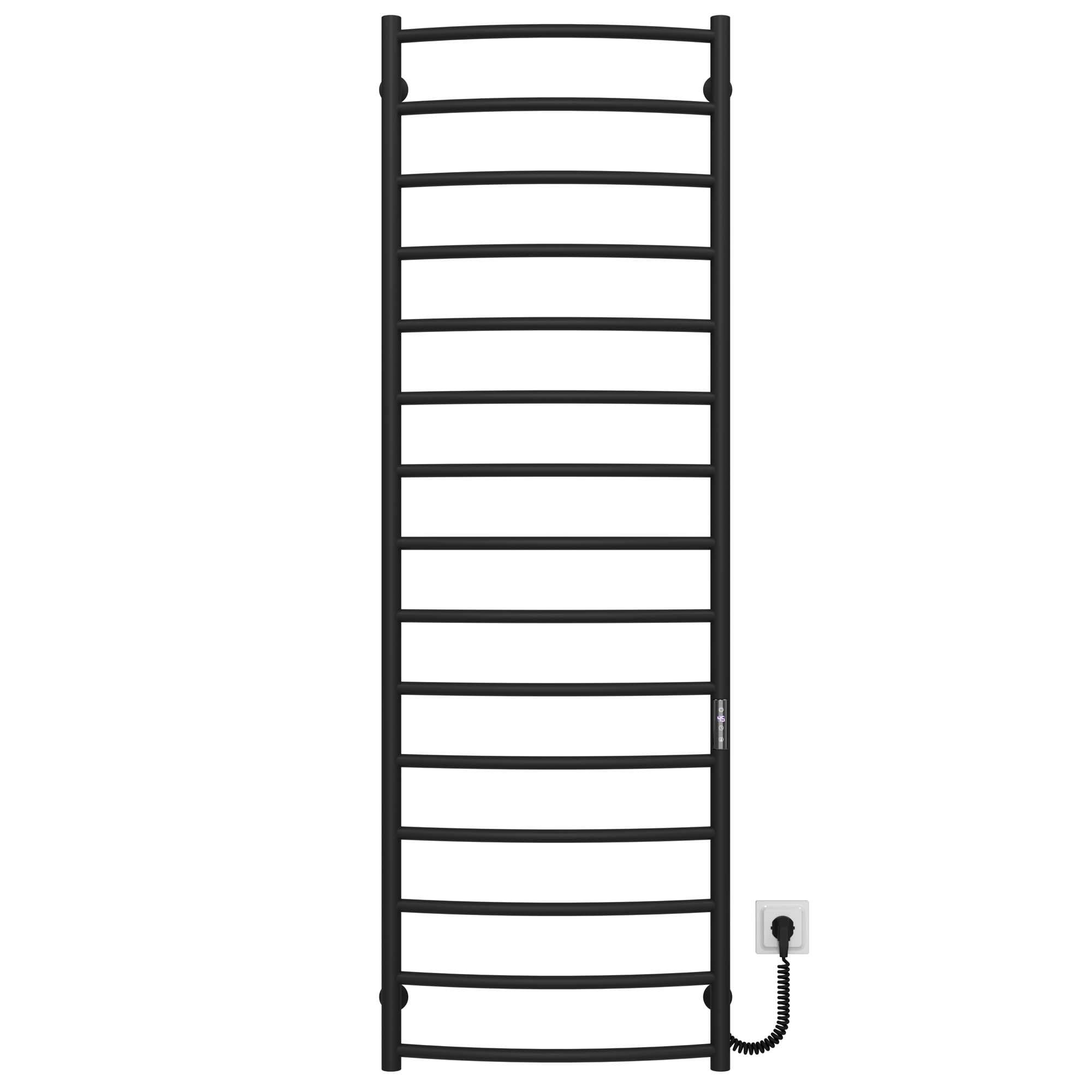 Полотенцесушитель электрический Deffi Классик П15 JD03 правое подключение нержавеющая сталь 500х1600 мм Черный (C.DK.160.50.15.E.B.R.1)