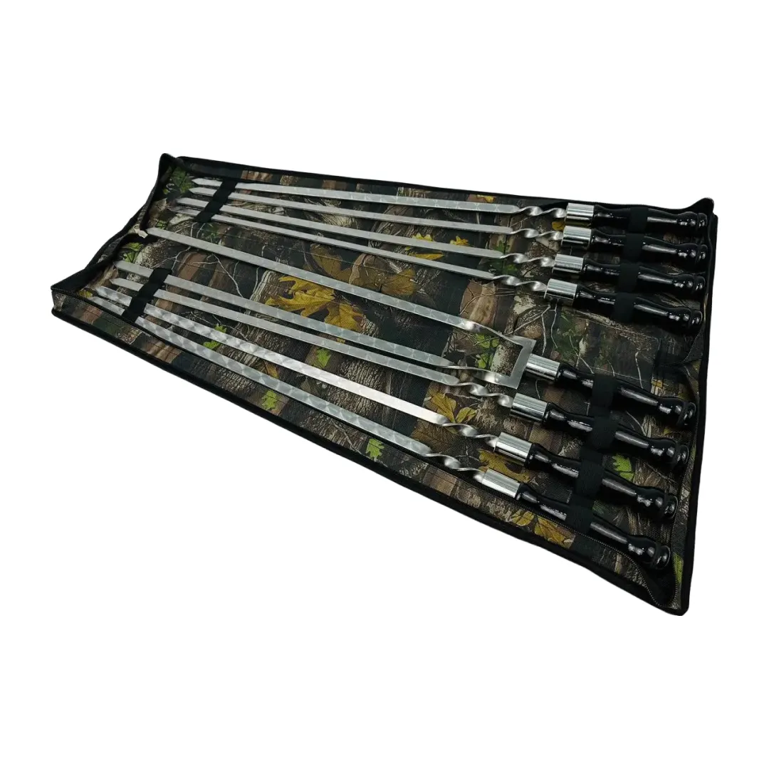 Набор шампуров в чехле комбинированный Блэк 7 шт. двойной шампур из нержавеющей стали (2-10-NB-2275)