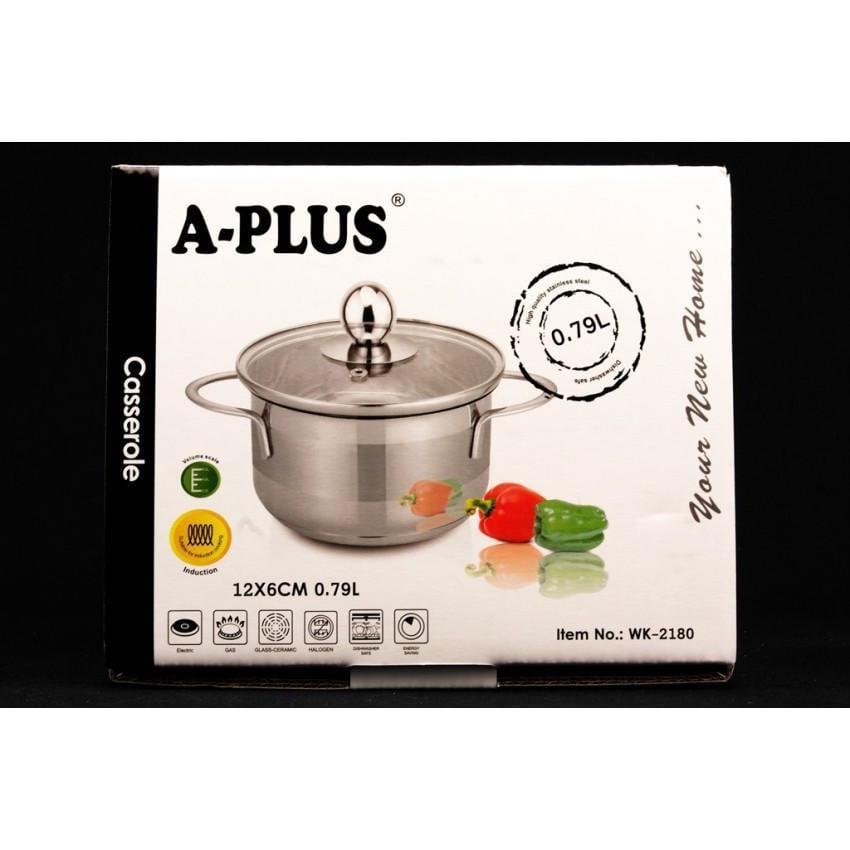 Кастрюля со стеклянной крышкой A-Plus WK-2180 12 см 0,79 л (1652342353) - фото 7 Кастрюля со стеклянной крышкой A-Plus WK-2180 12 см 0,79 л (1652342353) - фото 7