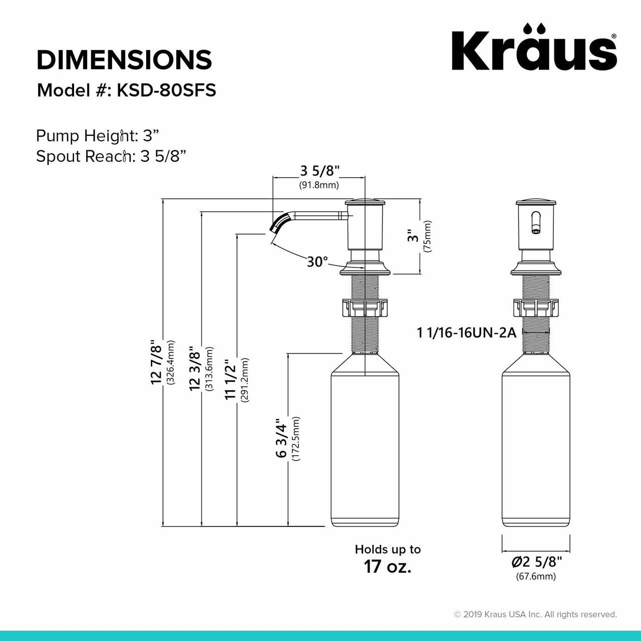 Дозатор для мила Kraus KSD-80SFS - фото 3