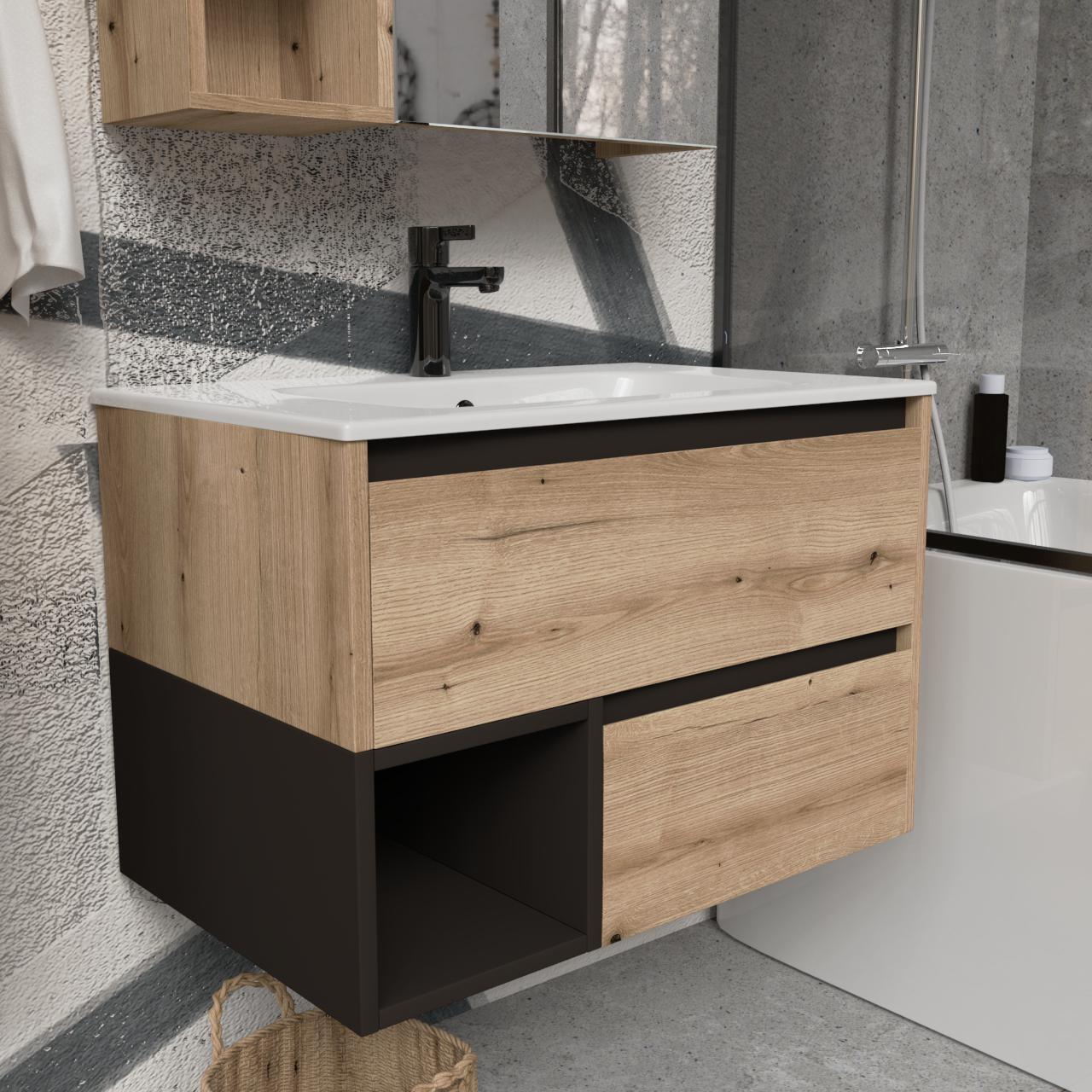 Тумба подвесная с раковиной MVK Vostok Craft 70 В2 700х450х530 мм Дуб Эвок (c270ev) - фото 2