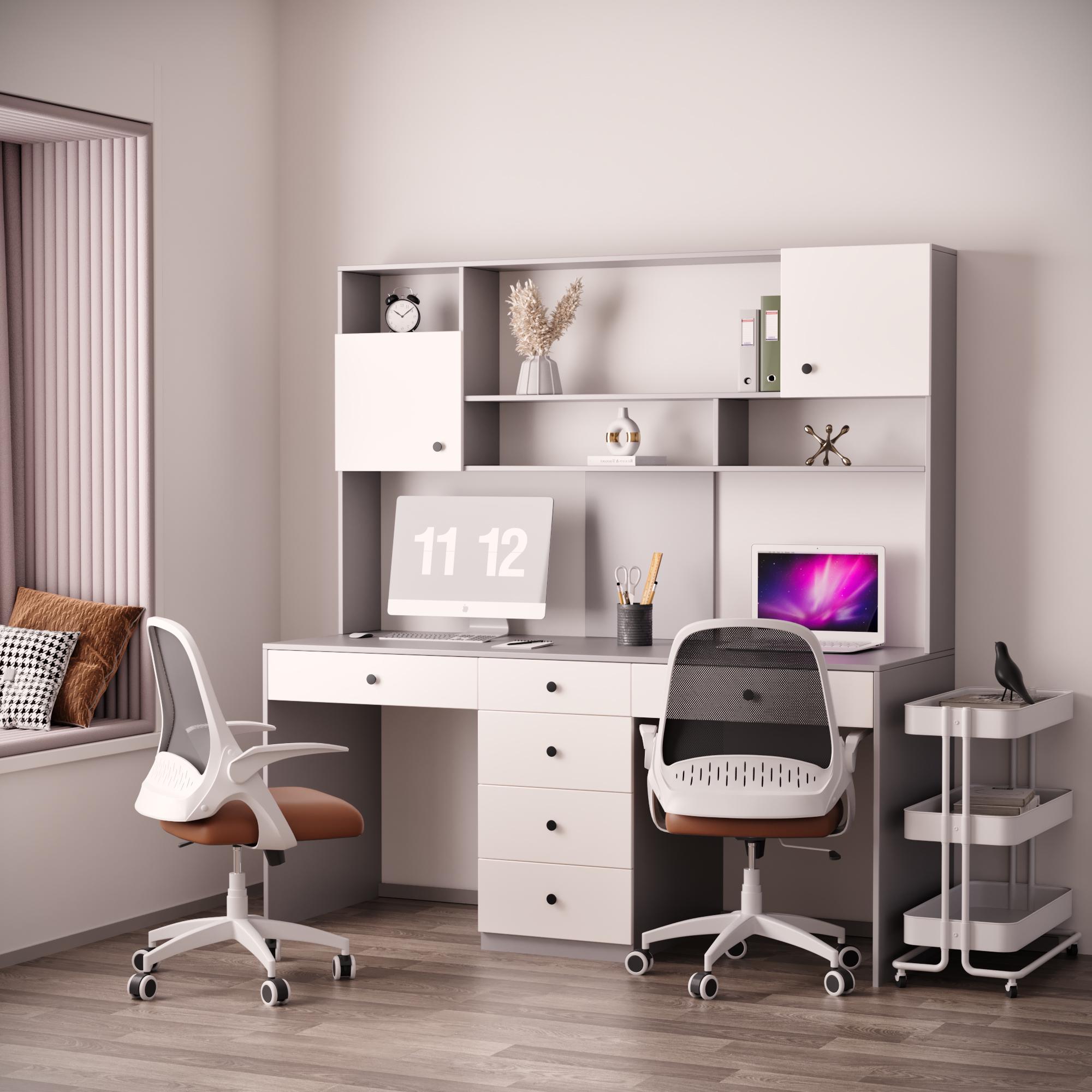 Письмовий стіл для двох СП-Твінс 1830х1800х650 мм Сірий/Білий