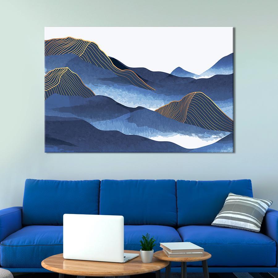 Картина на холсте Мистические синие горы 80x54 см (V462-1_L)