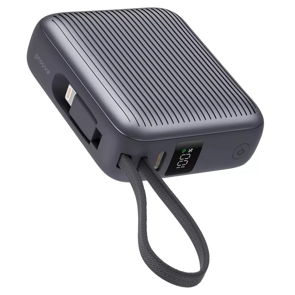 Повербанк Proove Moon Rock 22,5 Вт 10000 mAh Type-C/Lightning Сірий (27316718)