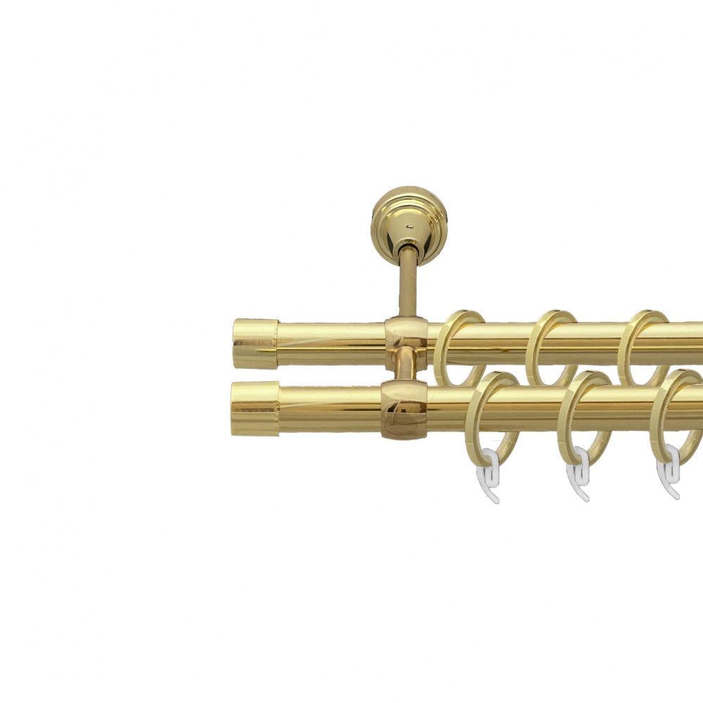 Карниз металевий Orvit Заглушка дворядний литий/гладка труба/кільце фасонне металеве Золото 19/19 мм 300 см (00-00009449)