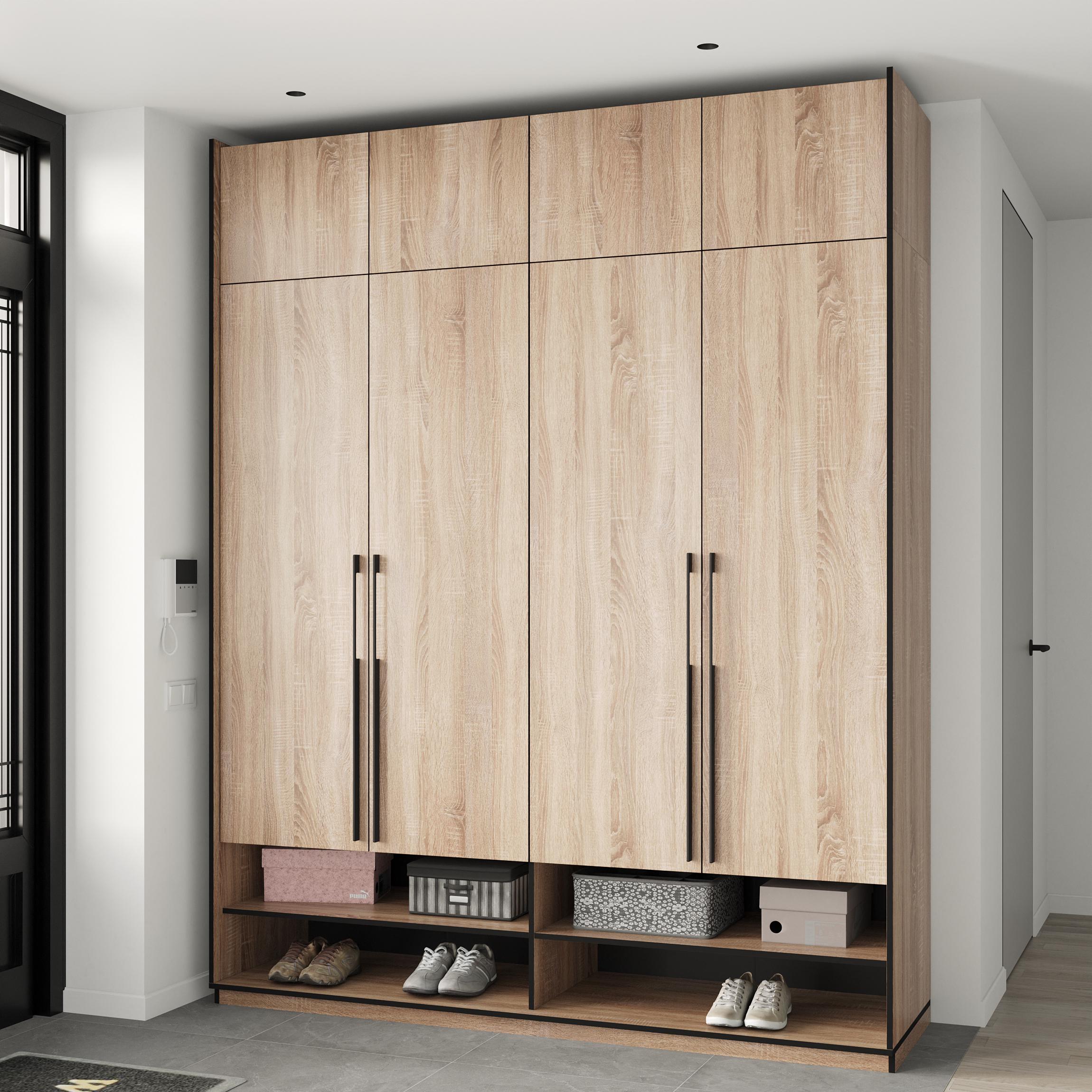 Шафа в передпокій розпашна чотиридверна з антресолью та штангою для одягу 1969х2500х570 мм Дуб сонома (mr-10a-sn) - фото 1 Шафа в передпокій розпашна чотиридверна з антресолью та штангою для одягу 1969х2500х570 мм Дуб сонома (mr-10a-sn) - фото 1