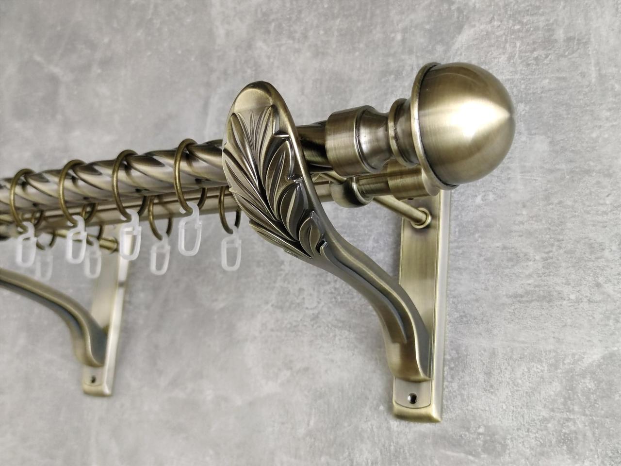 Карниз MStyle металлический для штор двухрядный Бостон 25/19 мм крученый 200 см Антик (5010658)