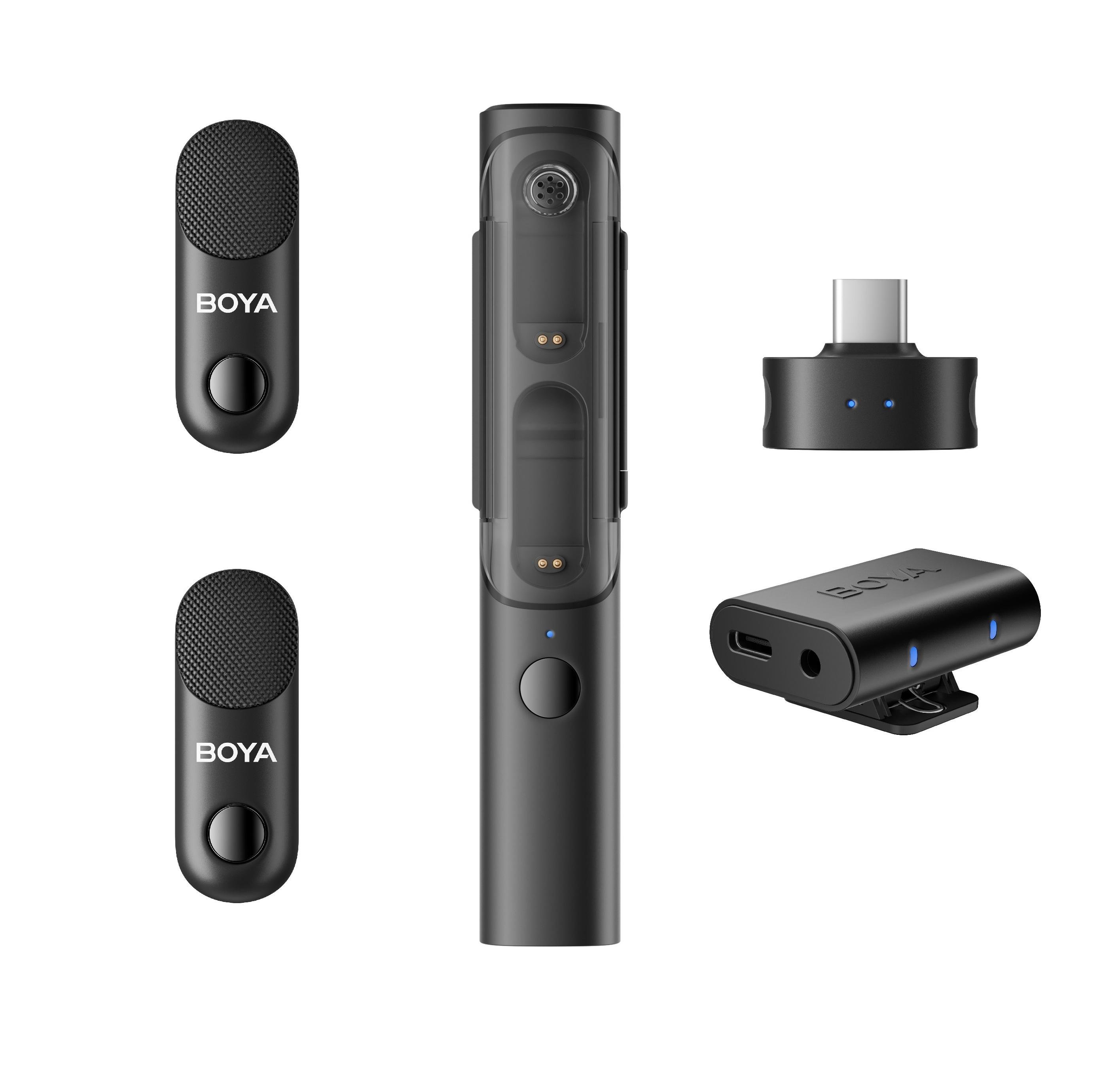 Петличний мікрофон-стік для інтерв'ю Boya MAGIC-03 (USB Type-C/3.5 mm jack та система на 2 мікрофона із зарядним кейсом (50050)