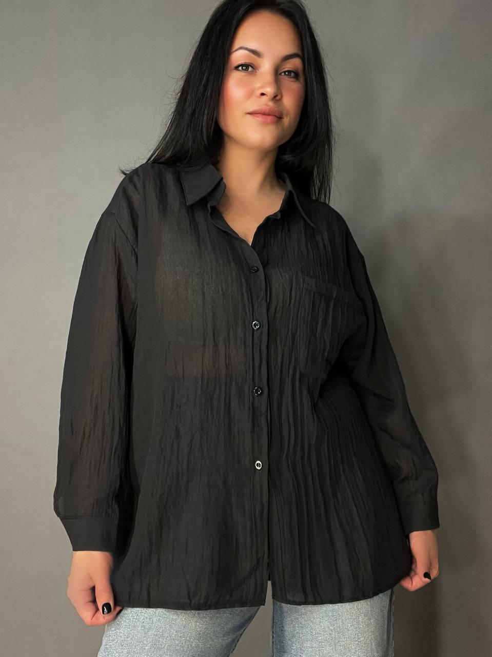 Рубашка женская Xingyue 388 с карманом жатка OS Черный (26730538)