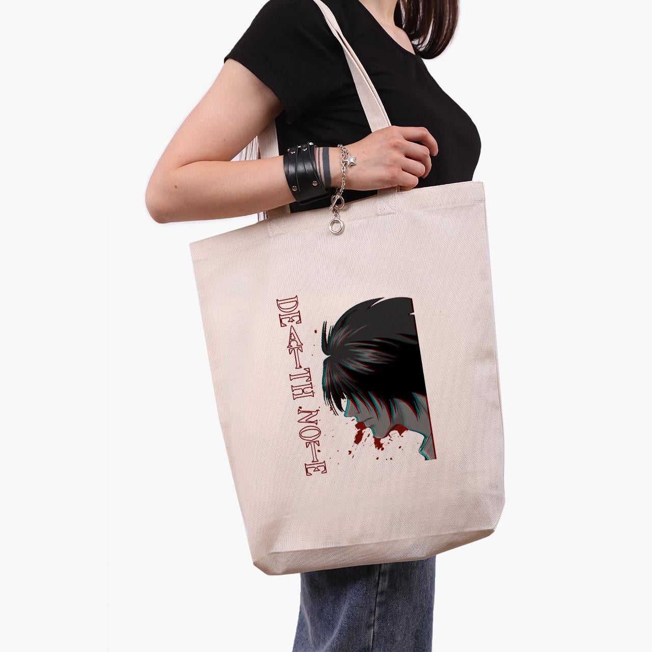 Эко сумка шоппер L Death Note 41x39x8 см Бежевый (9227-2824-WTD)