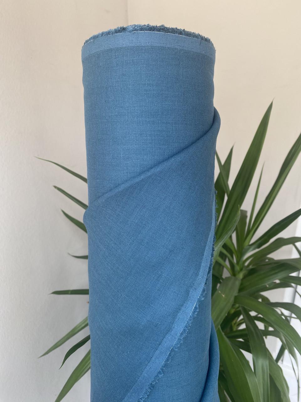 Ткань рубашечно-платьевая LINEN PLUS 100% лен 143 см 303 Темно-бирюзовый - фото 9