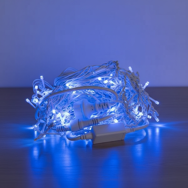 Гірлянда мережна Бахрома вулична 12 м 200 LED діодів зовнішня від мережі білий провід колір світла Синій (12MWBL) - фото 1