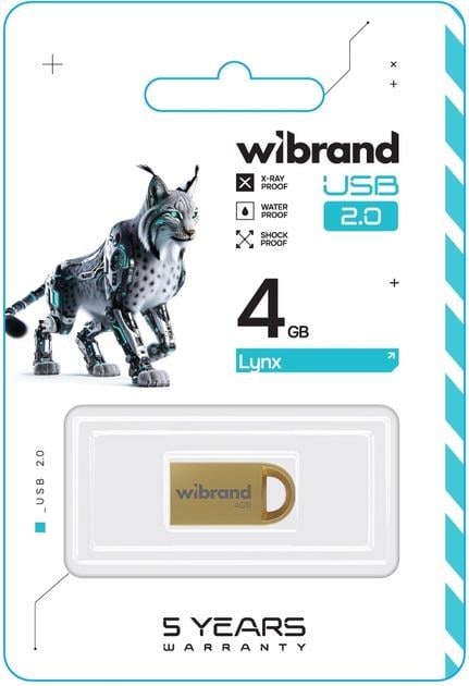 Флеш-пам'ять USB моноблок Wibrand USB 2.0 Lynx 4 Gb WI2.0/LY4M2G Gold (600972) - фото 2 Флеш-пам'ять USB моноблок Wibrand USB 2.0 Lynx 4 Gb WI2.0/LY4M2G Gold (600972) - фото 2