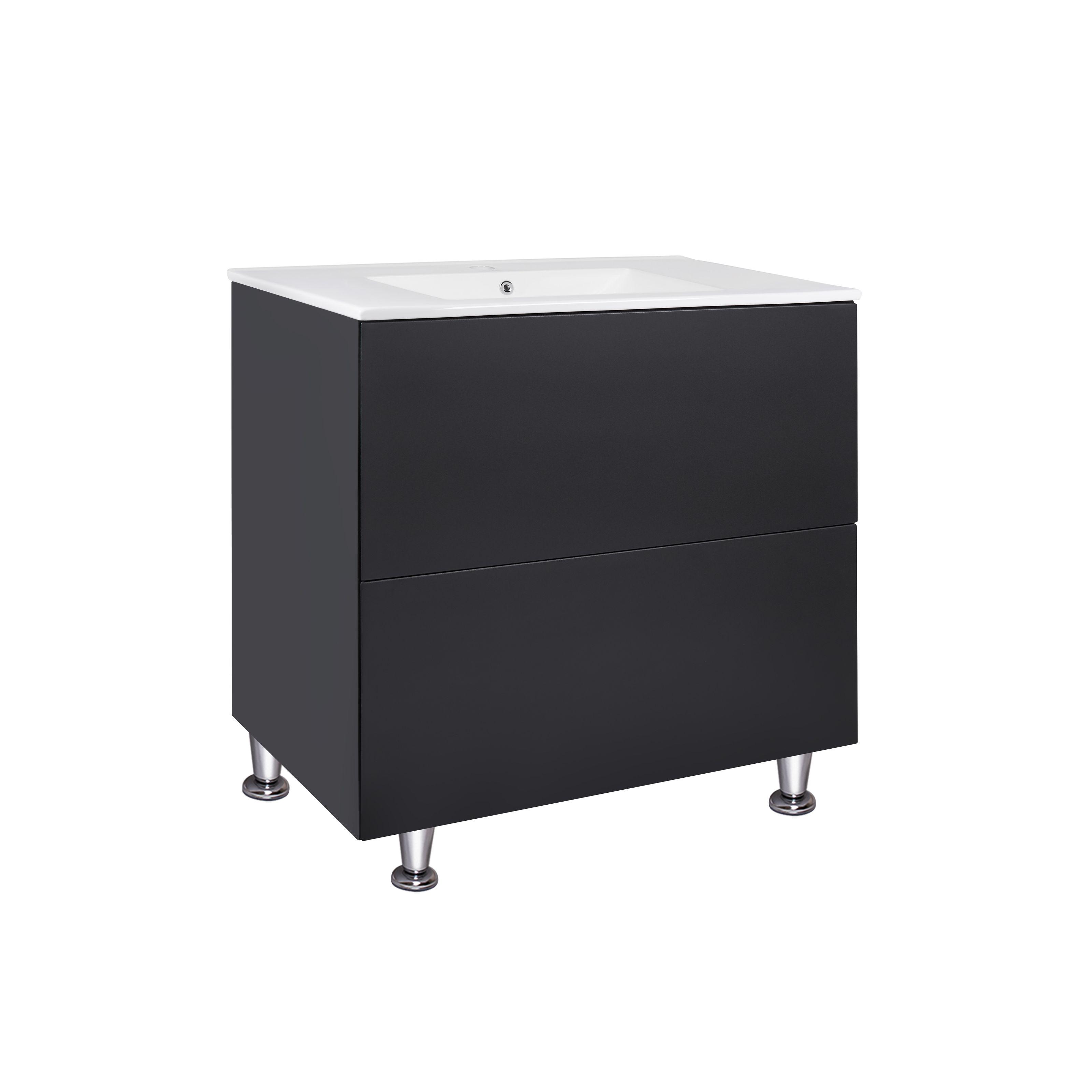 Тумба з умивальником на підлогу Q-tap Tern QT1771TNL8023080CMB 81,5x84x46,5 см Чорний (96938)