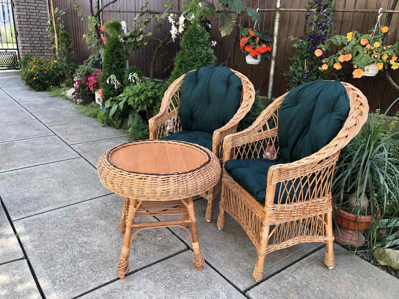 Кресло деревянное с подушкой садовое Стандарт Woody Светлое дерево/Темно-зеленый - фото 6