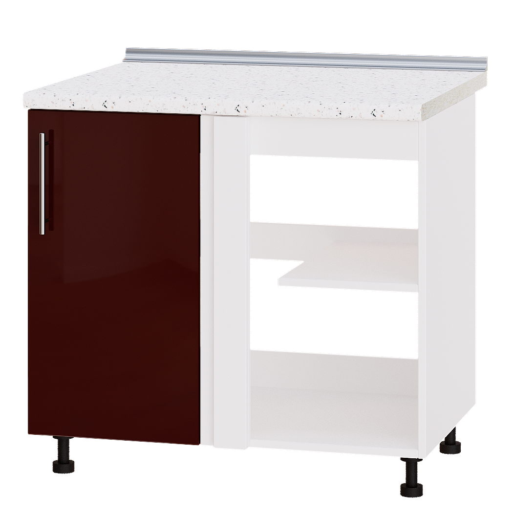 Шкаф нижний Эверест Модерн модуль угловой под мойку Н89-895 95х47х85 см Бордо глянец/Белый (03273)