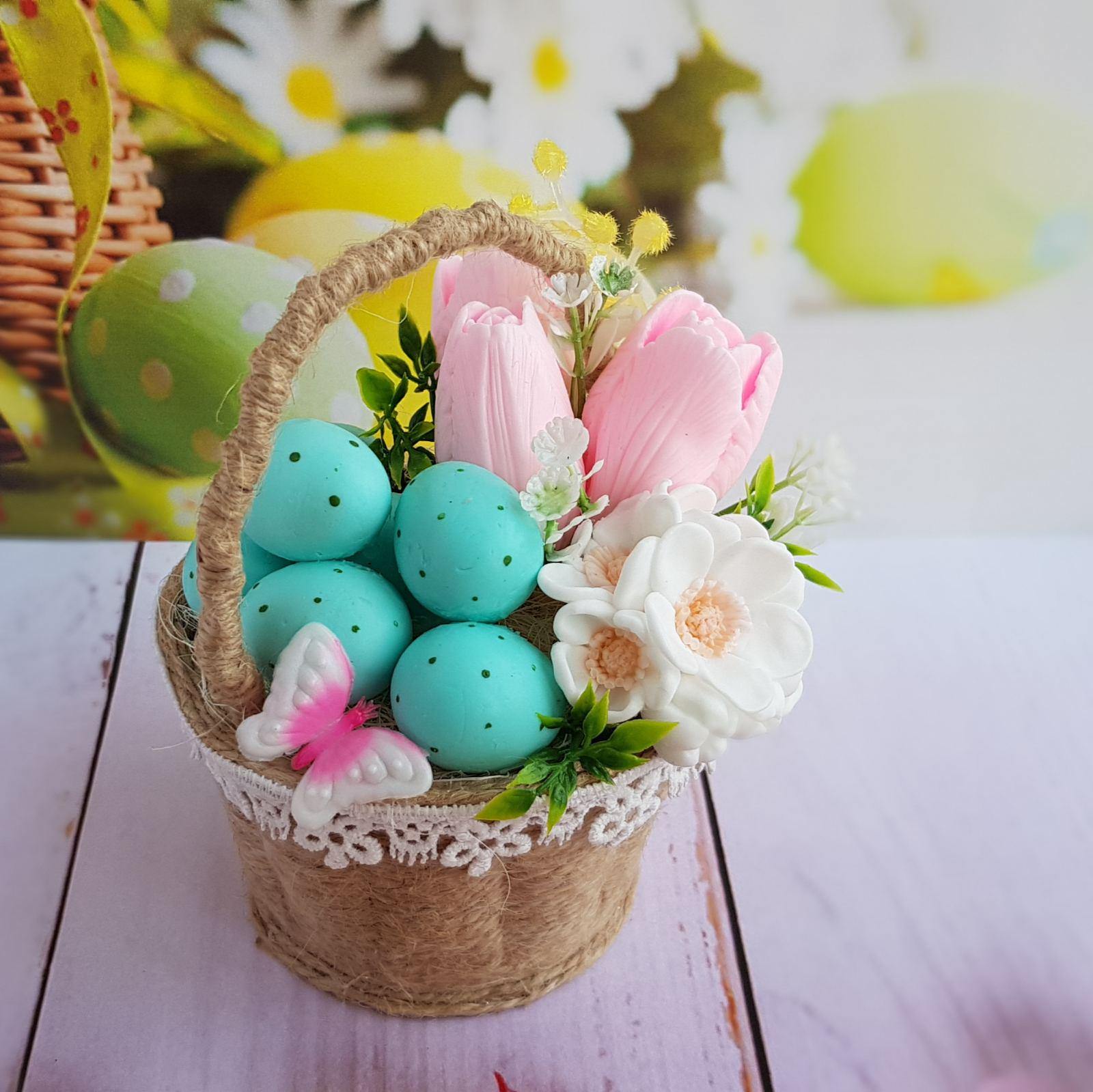 Мыло сувенирное Пасхальная корзинка с тюльпанами (AS00066)