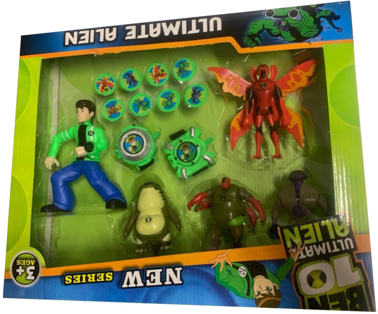 Набор из четырех героев Ben 10 с Беном и двумя парами часов 8 боевых дисков для стрельбы (23174400)