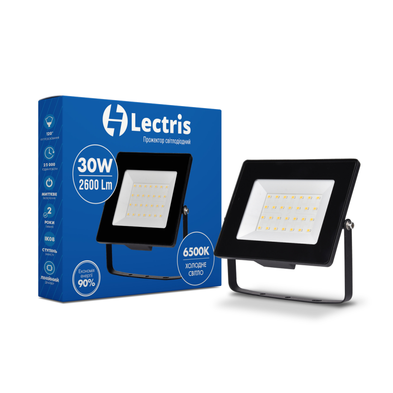 Прожектор светодиодный Lectris LED30W 2600 Lm 6500K 185-265V IP65 (1-LС-3003)