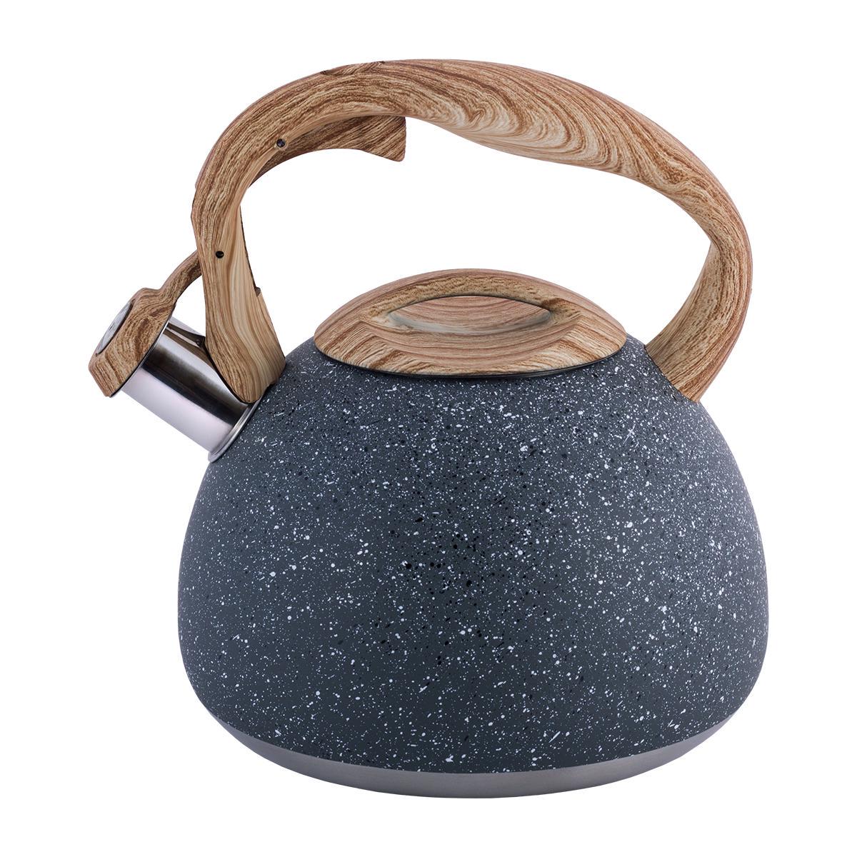 Чайник Kamille из нержавеющей стали со свистком 2,8 л Темно-серый (13126130)