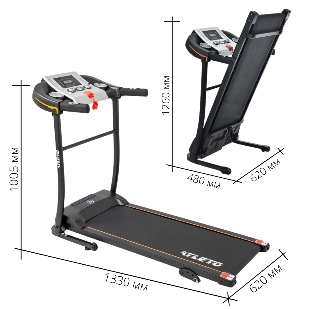 Беговая дорожка электрическая Atleto A9 HRS T190 складная с углом наклона до 95 кг - фото 2