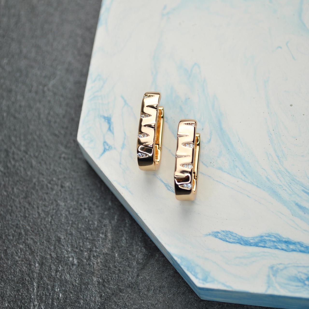 Сережки широкие медицинская сталь позолота 5 мм (x035)