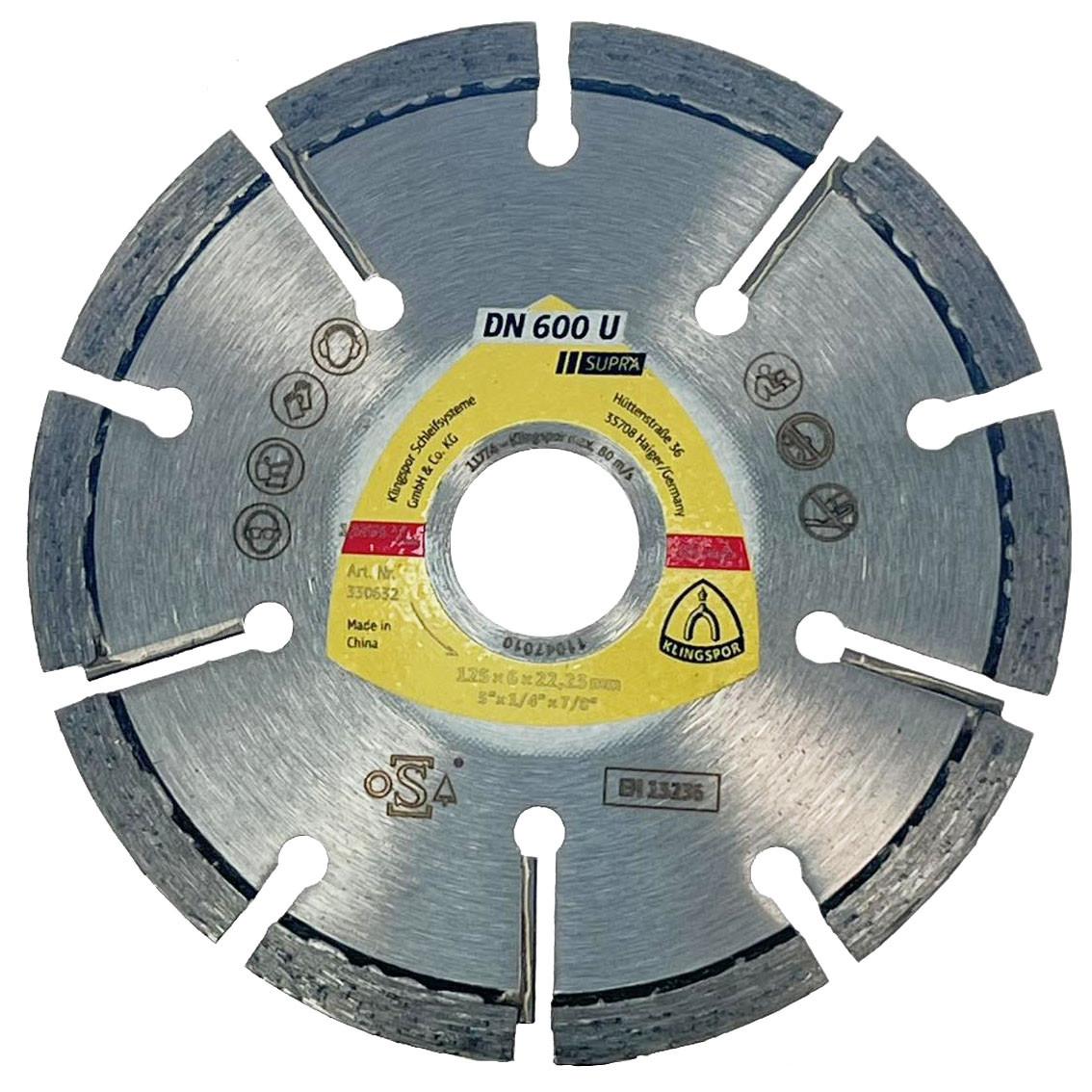 Диск алмазний для прочищення швів Klingspor 125х6х22,23 мм DN600U Supra (330632)