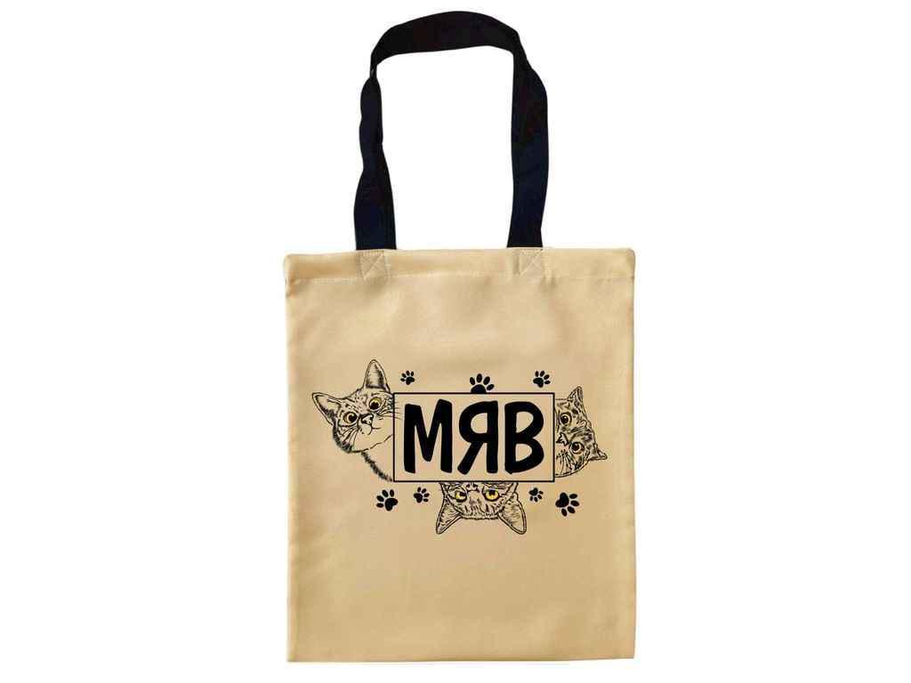 Сумка-шопер Кварта "Мяв" габардин 35x40 см Бежевый (1062233) Сумка-шопер Кварта "Мяв" габардин 35x40 см Бежевый (1062233)