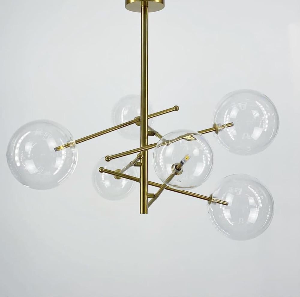 Люстра в корпусі метал на 6 прозорих плафонів Латунь (Y 8828) - фото 8