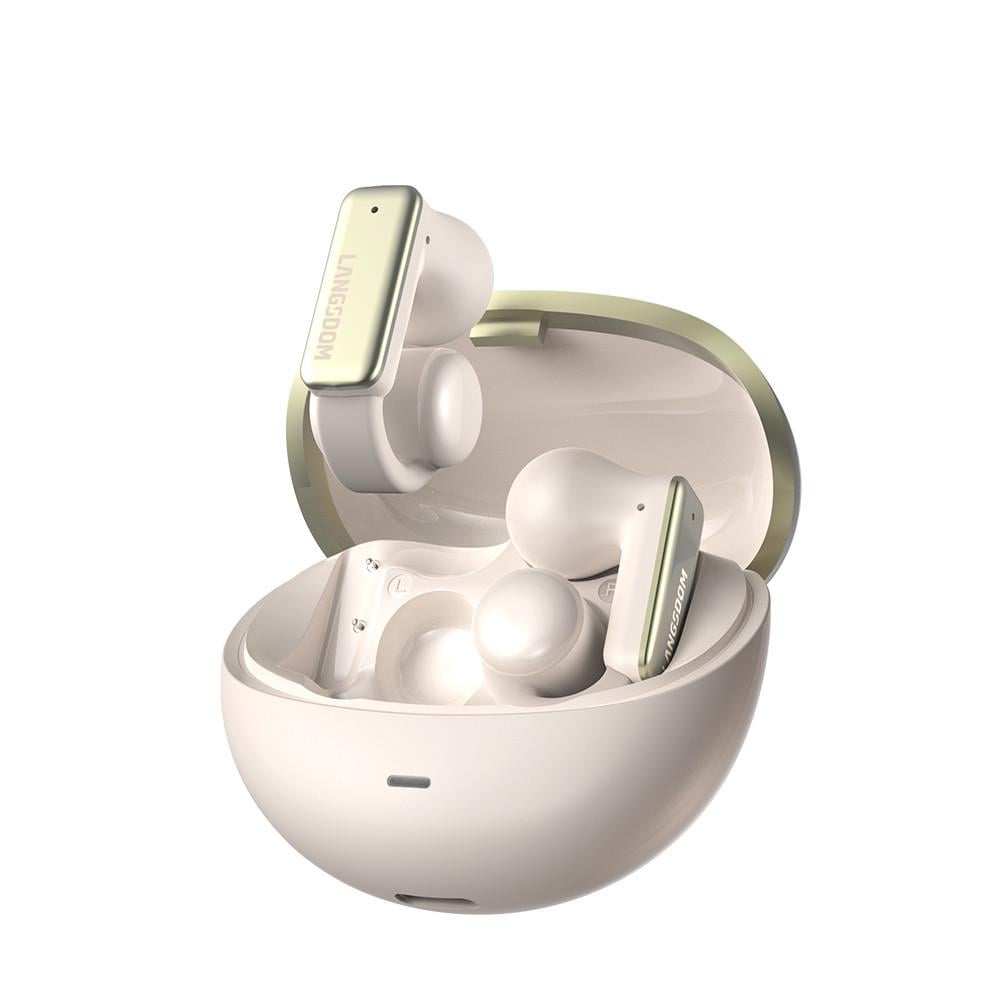 Наушники беспроводные Bluetooth Langsdom TS28 с зажимом для ушей Biege Наушники беспроводные Bluetooth Langsdom TS28 с зажимом для ушей Biege
