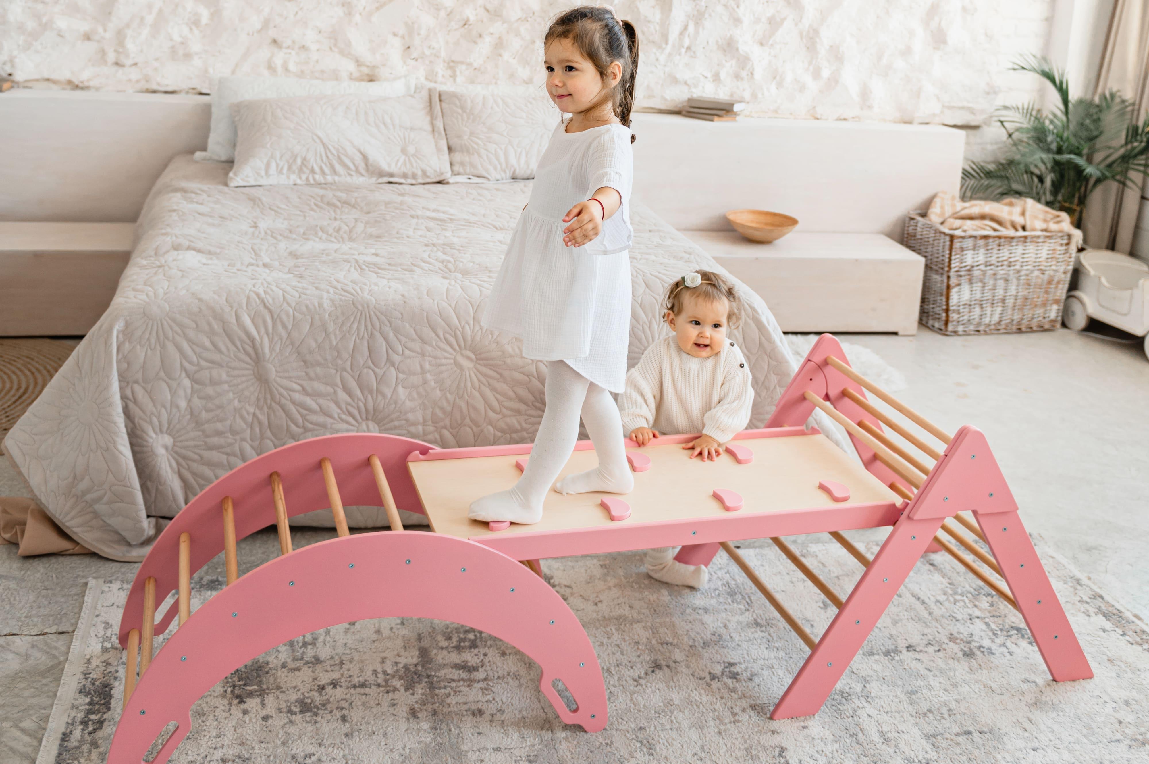 Набір дитячий Монтессорі трикутник піклер/арка піклер/гірка Рожевий