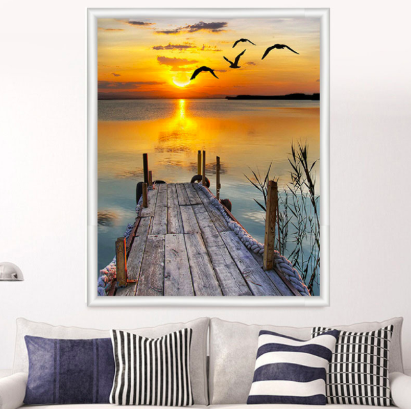 Картина алмазна вишивка Місток біля води (карт-000012)